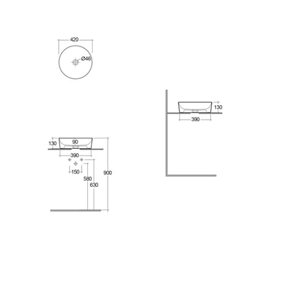 Νιπτήρας Feeling Round Cappuccino matt 42x42x13 cm 